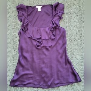 Kenar Elegant Silky Purple Ruffled Blouse
